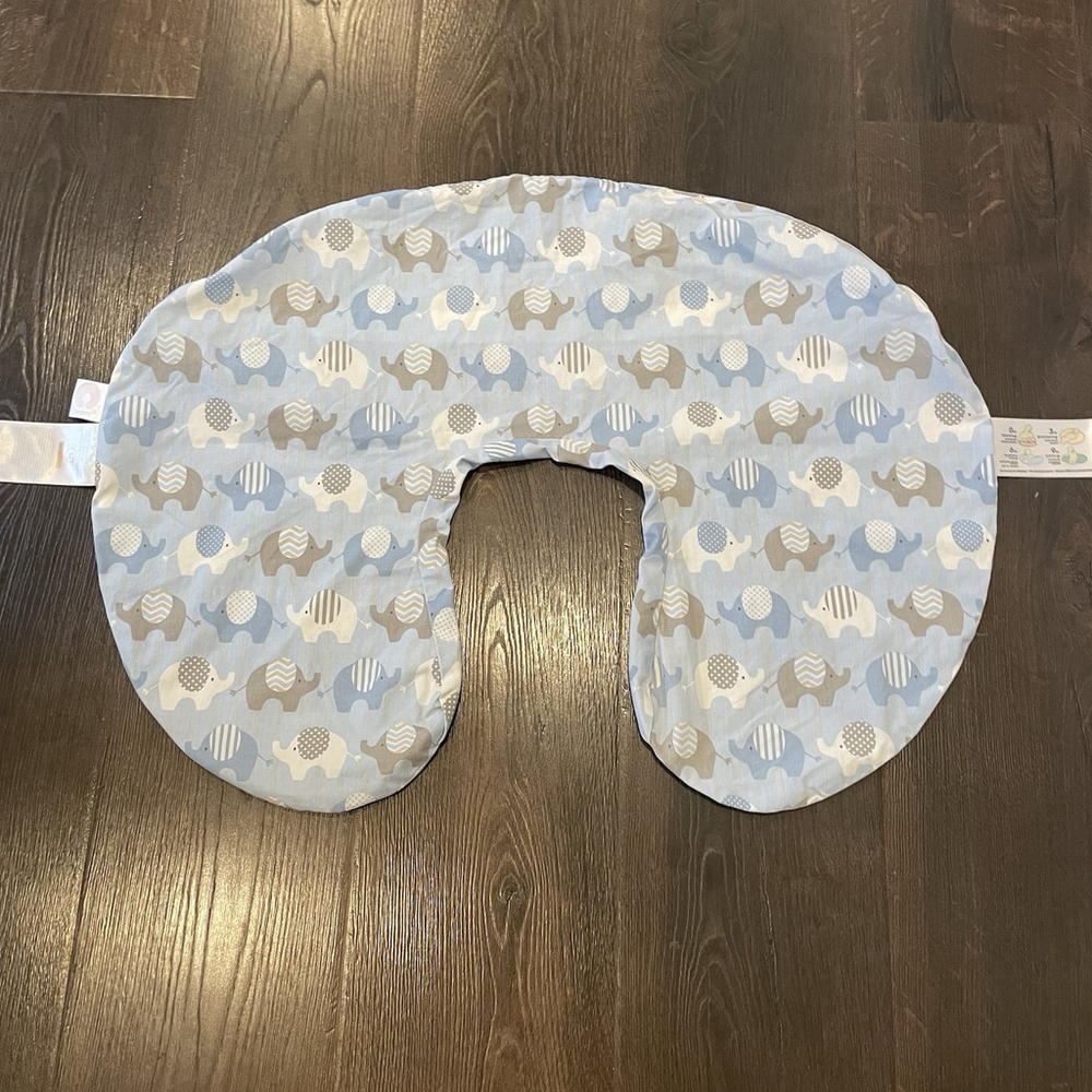 Boppy Brand Blue Elephant Print Baby Feeding Pillow Cover ONLY